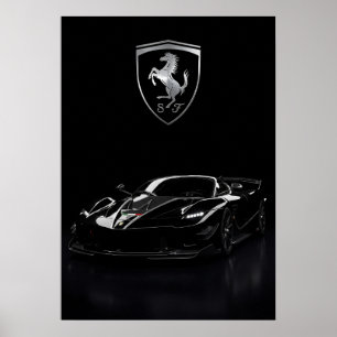 Poster Ferrari FXX-K Hypercar noire   Supercar sombre