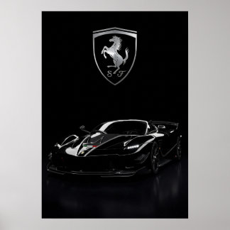 Poster Ferrari FXX-K Hypercar noire | Supercar sombre