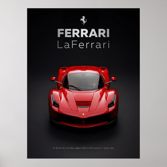 Poster Ferrari LaFerrari Hypercar Rouge (Devant)