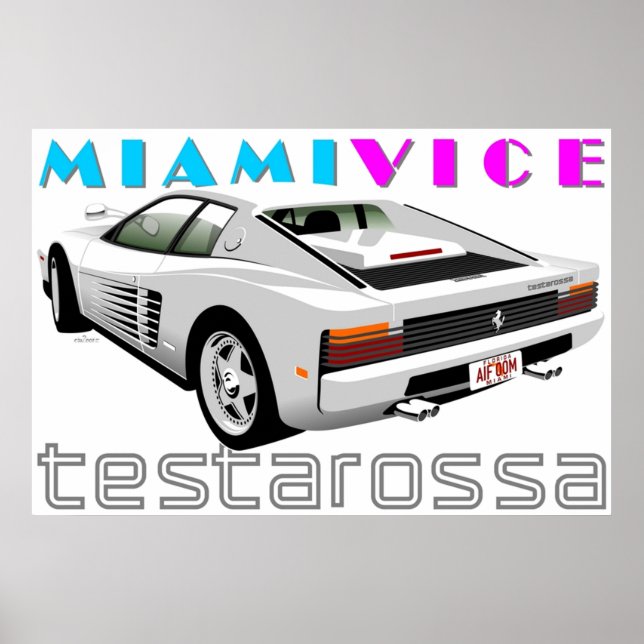 Poster Ferrari Testarossa de Miami Vice (Devant)