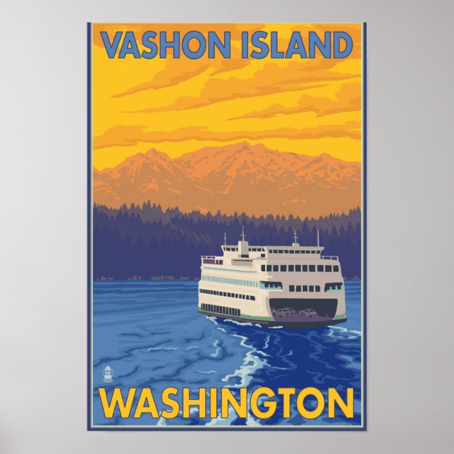 Poster Ferry et montagne - île Vashon, (Devant)