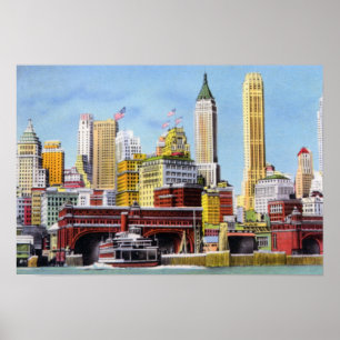 Poster Ferry et Skyline de New York City Staten Island