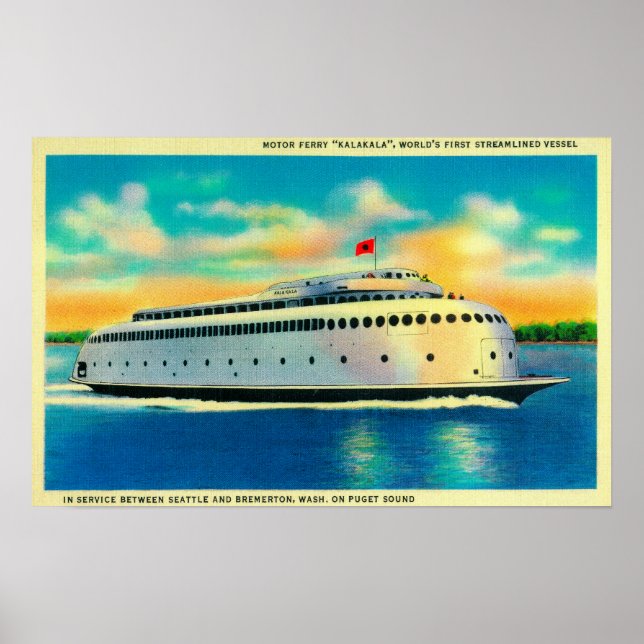 Poster Ferry Kalakala, premier traversier du monde ration (Devant)