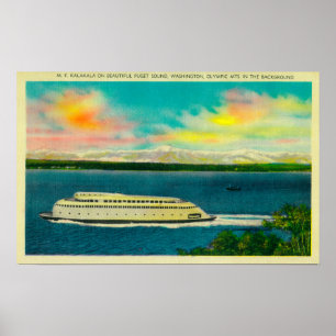 Poster Ferry Kalakala, Puget Sound, Monts Olympiques