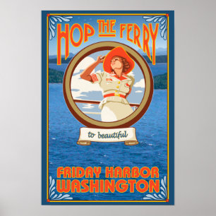 Poster Ferry pour femme - Friday Harbour, Washington