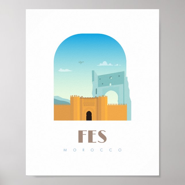 Poster Fes ville Maroc Skyline (Devant)