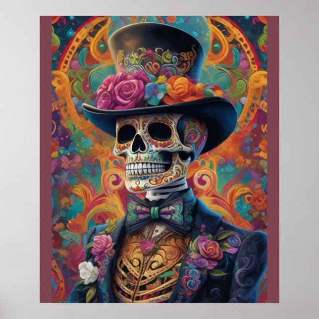 Poster Festif Calaveras Hommage : Splendeur crâne de sucr (Devant)