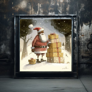 Poster Festif : Joyeux Père Noël Noir