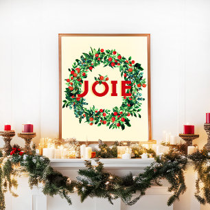 Poster Festif Noël Berry Wreath Joy French