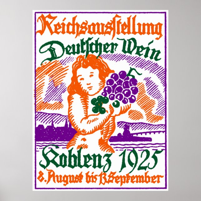 Poster Festival allemand du vin 1925 (Devant)