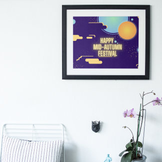 Poster Festival de la Moon Bleue-Jaune à la mi-automne