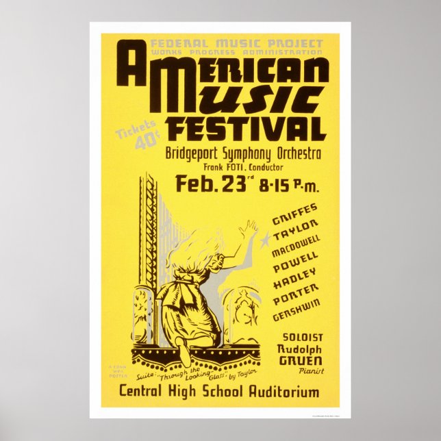 Poster Festival de musique Amérique 1938 WPA (Devant)