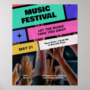Poster Festival de musique moderne colorée, Fête de la mu