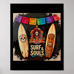 Poster Festival Dia De Los Muertos Crâne de Sucre Tiki Au