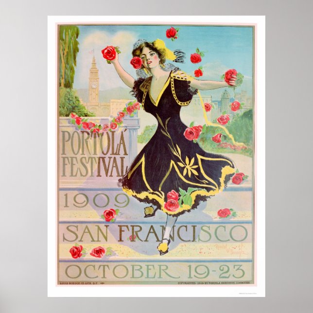 Poster Festival Portola à San Francisco 1909 (Devant)