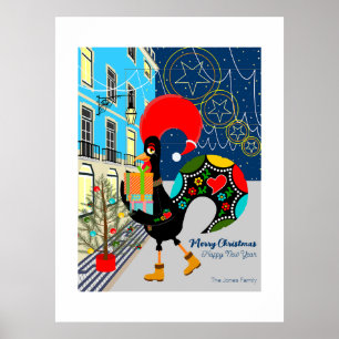 Poster Festivals de Noël avec le coq portugais