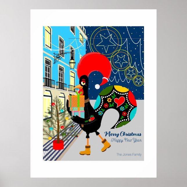 Poster Festivals de Noël avec le coq portugais (Devant)