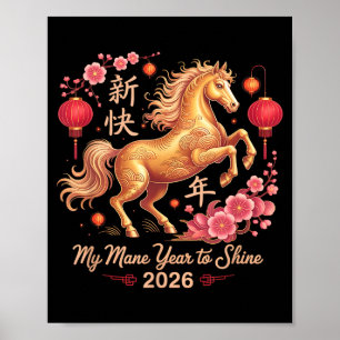 Poster Festive 2026 Crazy Horse Lady Ma crinière année po