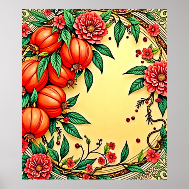 Poster Festive Automne Floral Illustration Design (Devant)