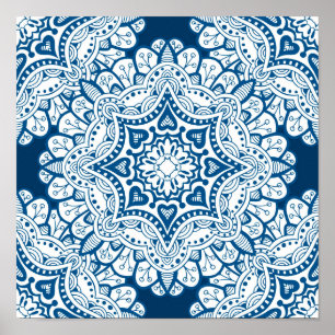 Poster Festive Blue Mandala