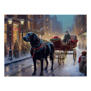 Poster Festive de Noël au Labrador noir