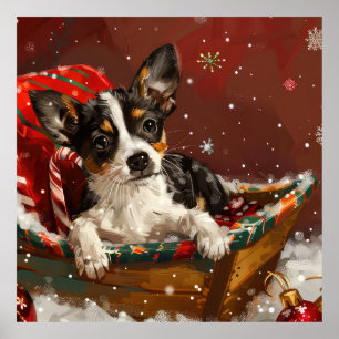 Poster Festive de Noël de chien de Rat Terrier