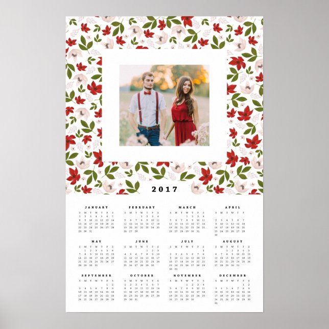 Poster Festive Florals 16x24 2017 Calendrier photo annuel (Devant)