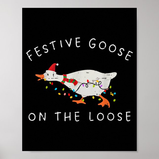 Poster Festive Goose On The Loose Christmas Duck Light Xm (Devant)