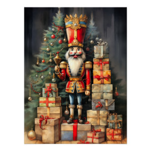 Poster Festive Noël Nutcracker peinture vacances