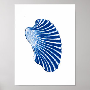 Poster Feston Shell, bleu d'indigo et blanc