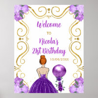 Fête Anniversaire Red Hair Princess Purple Bienven