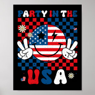 Poster Fête Aux Etats-Unis 4 juillet Drapeau Américain Sm