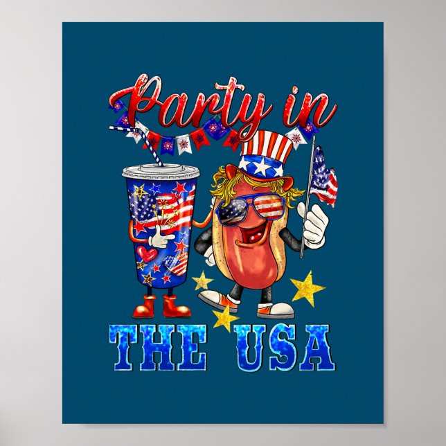 Poster Fête Aux Etats-Unis 4 juillet Hotdog Lover Amusant (Devant)