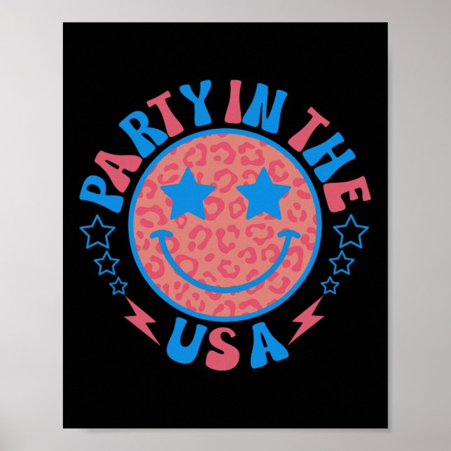 Poster Fête Aux Etats-Unis 4 juillet Preppy Smile Kids Te (Devant)