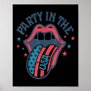 Poster Fête Aux États-Unis Drapeau Langue Rétro 4 Juillet