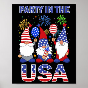Poster Fête Aux États-Unis Drapeau Patriotique Gnome 4 Ju