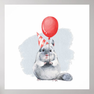Poster Fête avec chinchilla