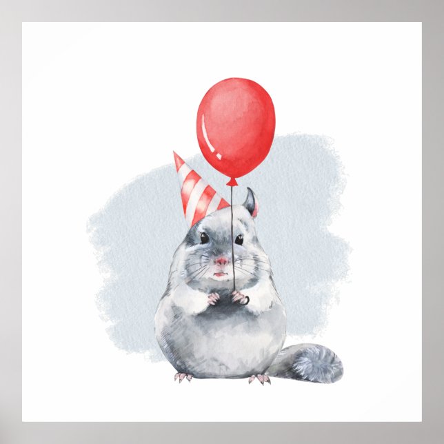 Poster Fête avec chinchilla (Devant)