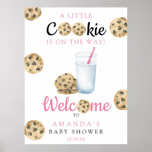 Poster Fête Baby shower de bienvenue au lait et aux cooki