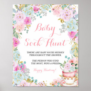 Poster Fête bébé chasse aux chaussettes Quelque chose de 