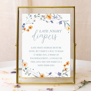 Poster Fête bébé florale printemps été Diapers de nuit