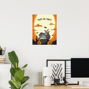 Poster Fête Chauve-souris Halloween Mignonne et Effrayant