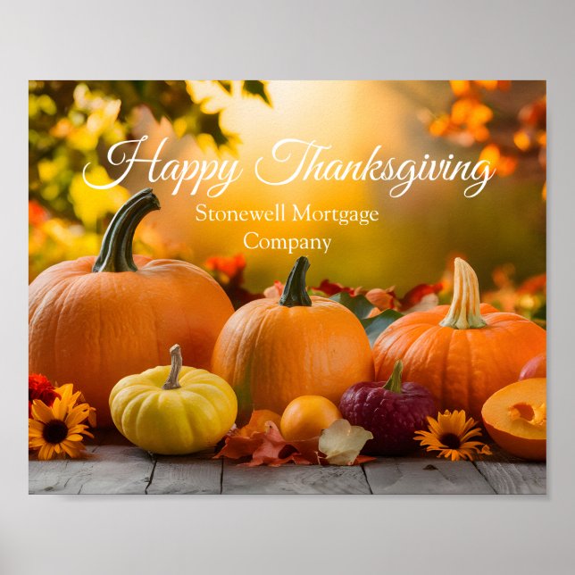 Poster Fête Citrouille de Thanksgiving (Devant)