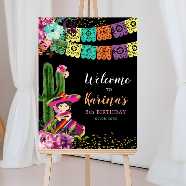 Poster Fête Colorée Mexicaine Accueil Anniversaire Floral (Créateur téléchargé)