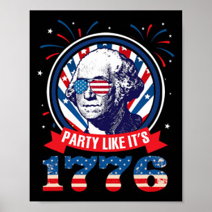 Poster Fête Comme C'Est 1776 4 juillet George Washingto