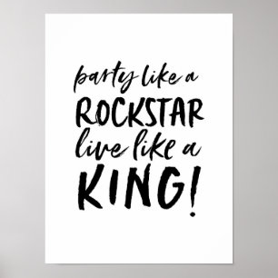 Poster Fête comme une rock star inspirant typographie