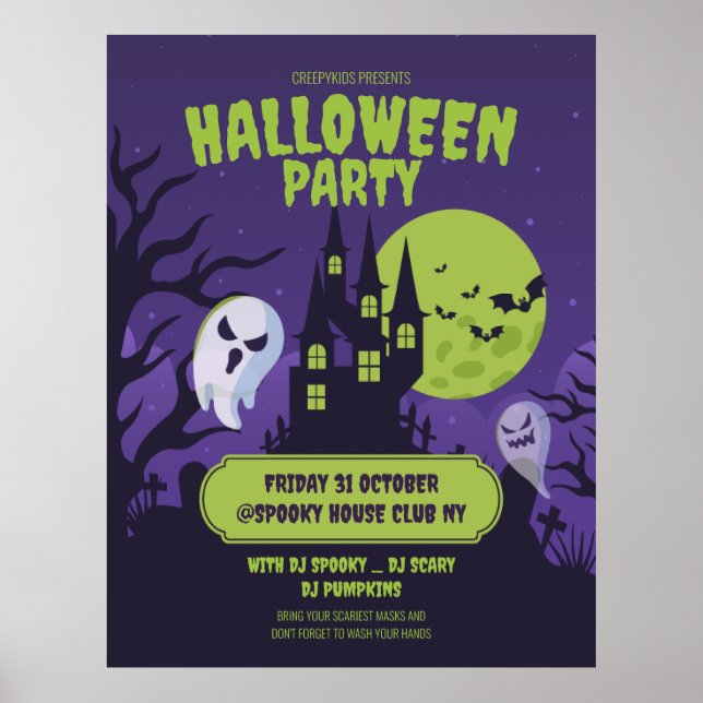 Poster Fête costumée d'Halloween Invitation Fête d'Hallow (Devant)