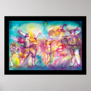 Poster FÊTE COSTUMÉE,Masques de Mardi Gras,Danse,Musique