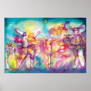Poster FÊTE COSTUMÉE,Masques de Mardi Gras,Danse,Musique