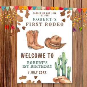 Poster Fête d'anniversaire COWBOY pour la première année